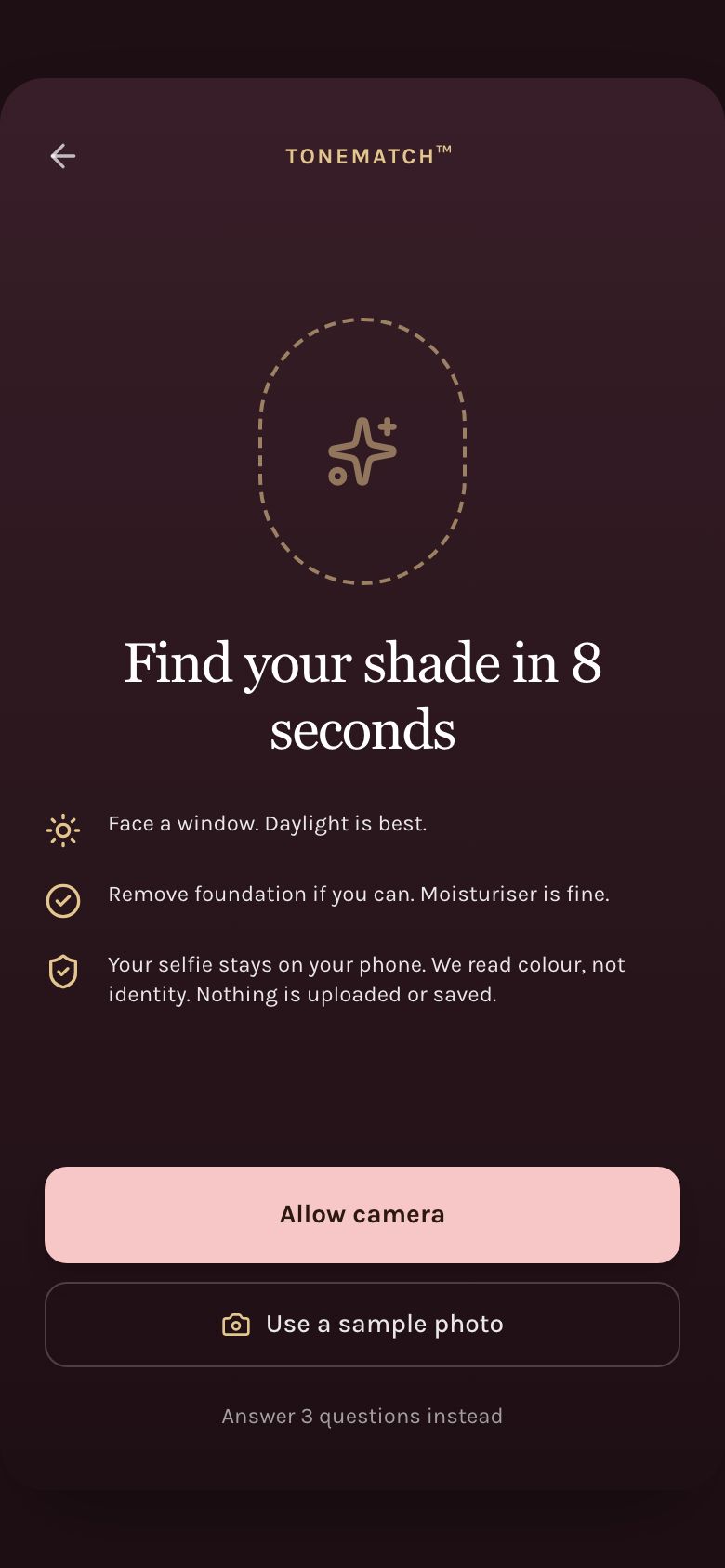 ToneMatch screen: find your shade in 8 seconds